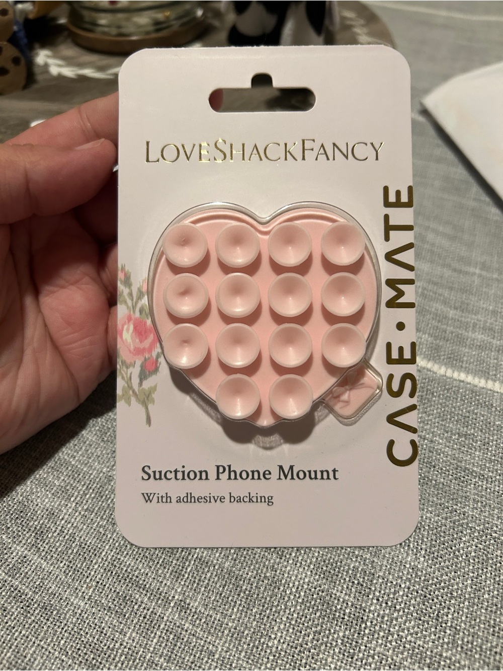 LoveShackFancy Blush Pink Heart Suction Phone Mount